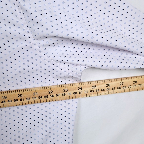 Dylan Park Mens XL L/S White Blue Geometric Button Up Stretch Wrinkle Free Shirt - Picture 3 of 7